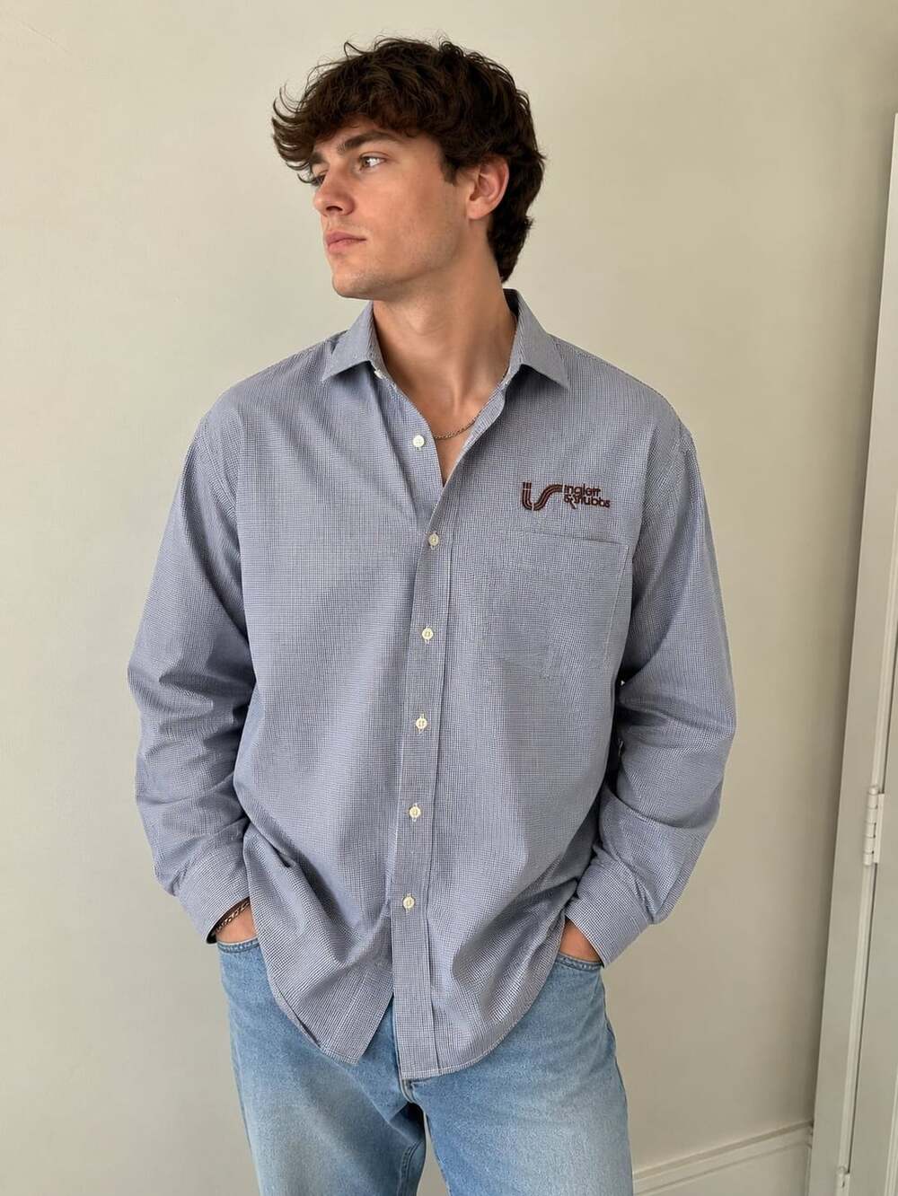 Peter Millar Mens Large Check Plaid Button Down Shirt Inglett & Stubbs Logo